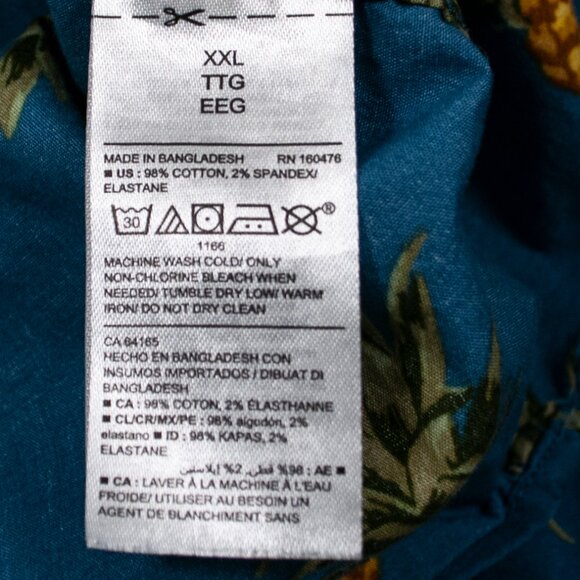 Old Navy Pineapple Print Button Down Shirt Mens XXL 2XL Blue Short Sleeve II04X - Picture 5 of 5